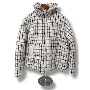 NEW Jason Wu Puffer‎ Jacket Women's Large Ivory Tweed Check Winter Coat